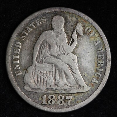1887-S Seated Liberty Silver Dime CHOICE VF E235 UAB