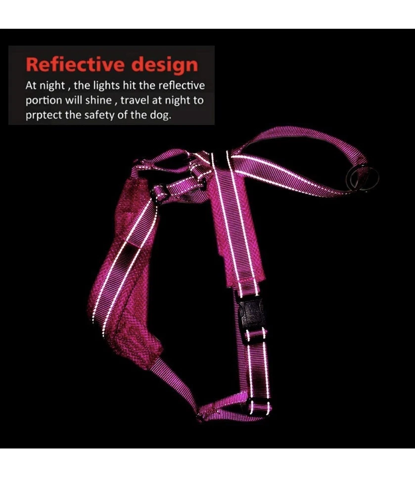 Dog Harness No Pull Adjustable Reflective Breathable Outdoor Vest Medium Pink