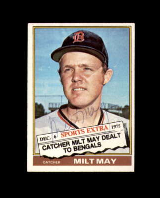 Milt May Signed Authentic 1976 Topps Traded Detroit Tigers Autograph