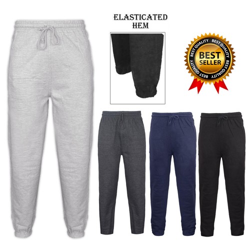 Mens Fleece Jogging Bottoms Elasticated Joggers Cuffed Track Gym