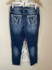 VIGOSS HERITAGE FIT CAPRI size s2 l25 DARK WASH THICK STITCH JEANS *J190