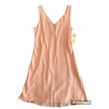 Vintage Deadstock Josie Natori Baby Pink Semi Sheer V Neck Slip Dress Size Small