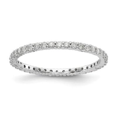 14k Weißgold Diamant Rund Ring Ewigkeit Geteilt Krallen 1,50mm Breit Größe 6