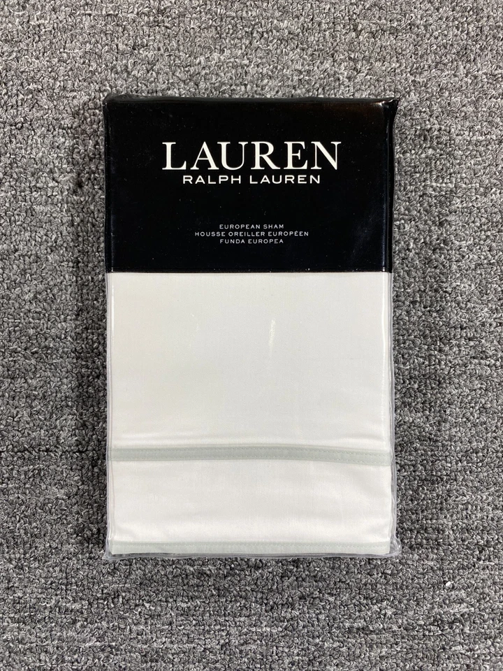 Ralph Lauren European Sham 300 Thread Count Beige SPENCER BORDER SATEEN - Image 2 of 4