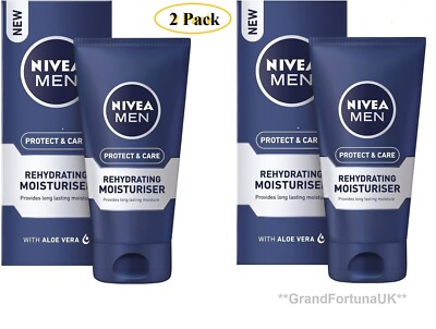 Nivea Men Protect & Care Rehydrating Moisturiser Aloe Vera Vitamin E, 2 x 75ml