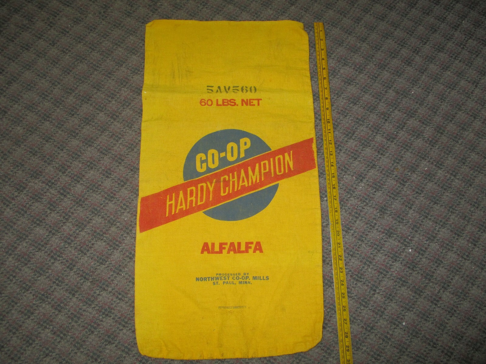 COOP HARDY CHAMPION ALFALFA FARM SEED SACK NORTHWEST COOP ST PAUL