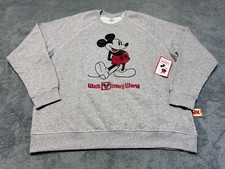 NEW Walt Disney World Sweater Adult 2XL XXL Gray Mickey Mouse Standing Parks Red