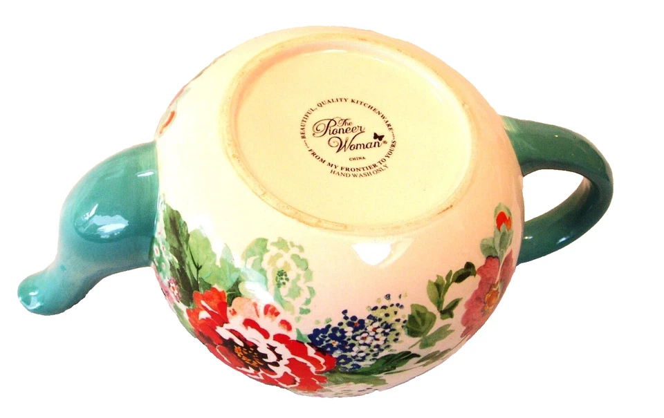 THE PIONEER WOMEN COUNTRY TURQUESA FLORAL JARDIM BULE DE CERÂMICA com tampa - Imagem 3 de 4