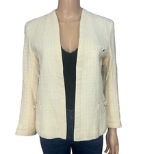 Vintage Adolph Schuman For Lilli Ann Tweed Blazer Open Front Cream Small