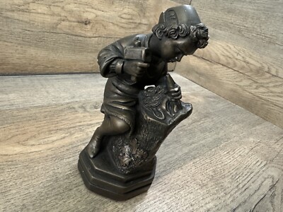 Vintage 1969 Boy Carving Face Statue Sculpture Austin Productions