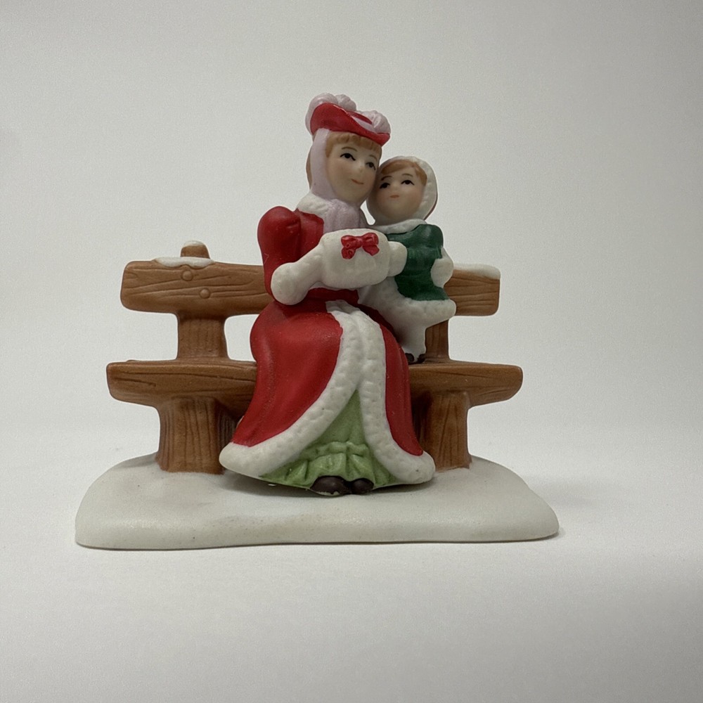 1991 Lefton Figurine Woman And Child On A Bench