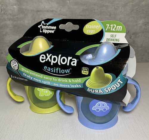 2 Pack Tommee Tippee Explora Easiflow 7-12m Trainer Cups 9oz New Sealed