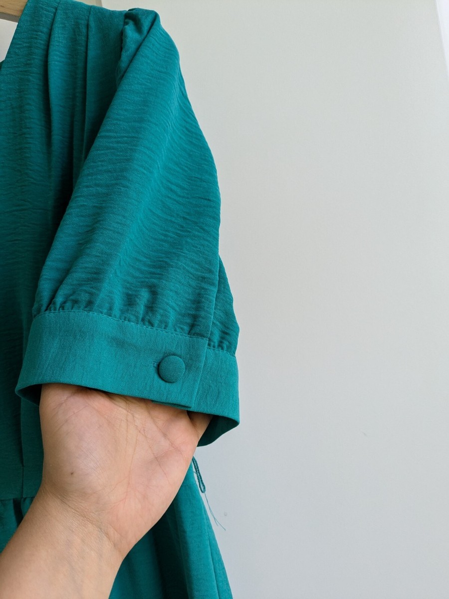 DKNY Dress Women 8 Emerald Green V Neck Short Sleeve Tiered Prairie Maxi  Dress | eBay