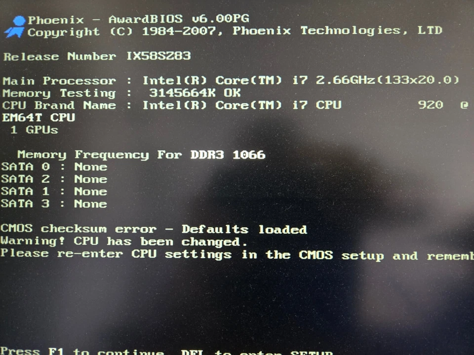 EVGA X58 SLI ATX Motherboard+Core i7 920+3GB DDR3 - Working/Read condition - Image 2 of 4