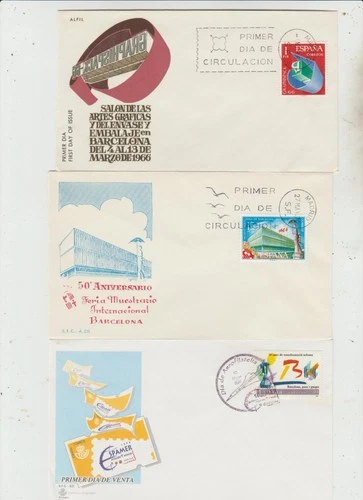 Spain 3 FDC 1966 Art Exhib. 1970 Barcelona Fair 1996 Urbanisation good condition