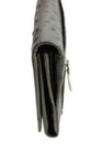 Designer Womens Ostrich Tri-Fold Snap Closure Card Wallet Gray — photo 2