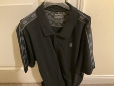 Rare Men COACH Black Logo Polo Collar Shirt Ribbon Logo Across Shoulders XXL
