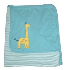 VTG Gymboree 1998 Giraffe Stripe Blue Green Aqua Baby Blanket