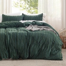 Luxury Duvet Cover King Size - Striped Tufted Boho Bedding Set, Distressed