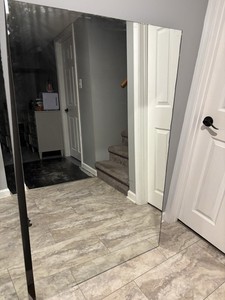 Full-Length Leaning Rectangle Mirror, Black Framed Clear Glass, Vertical