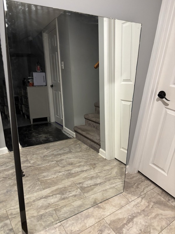 Full-Length Leaning Rectangle Mirror, Black Framed Clear Glass, Vertical