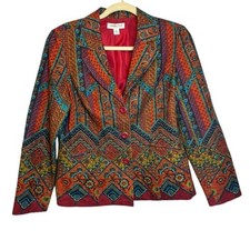 Coldwater Creek Blazer Women's 10 Floral Jacket Geometric Office Business