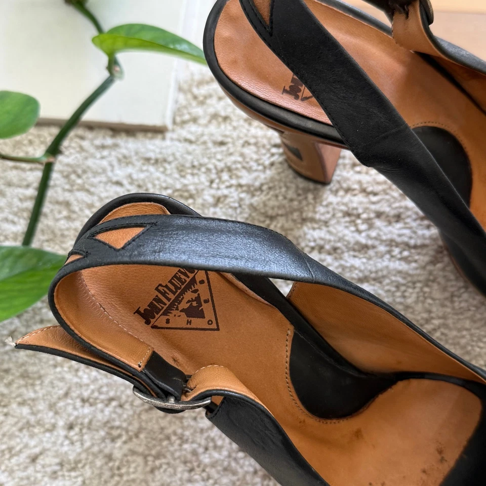 John Fluevog BUNFORD PLATAFORMA MILAGROSA Cuero Vidrieras Tacones Eslinga 8.5 Foto 4 de 4