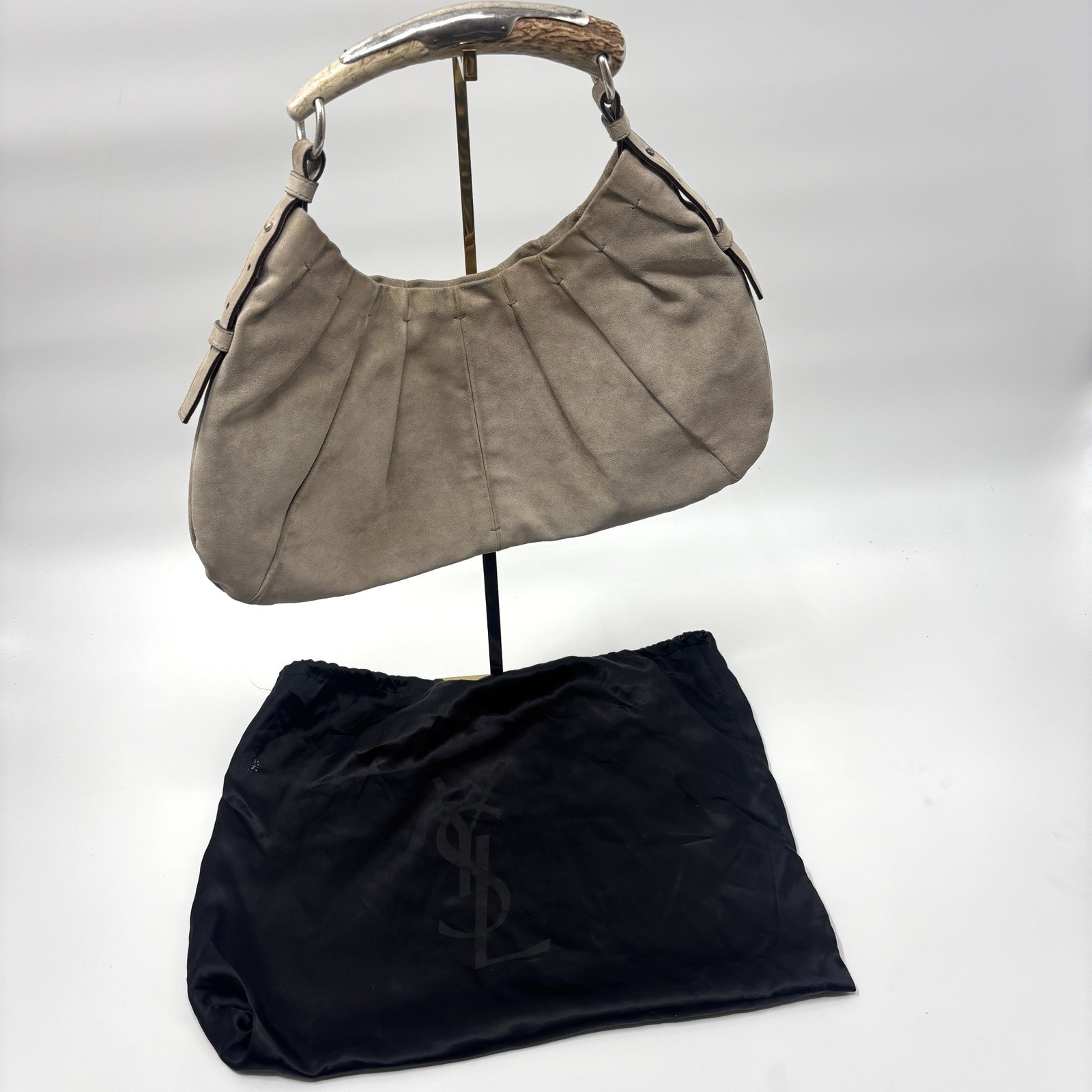 Borsa Mombasa YSL Yves Saint Laurent beige scamosciata. Leggi Descrizione