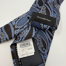 Ermenegildo Zegna Paisley Silk Tie Brown Blue Men Luxury Made in Italy NEW