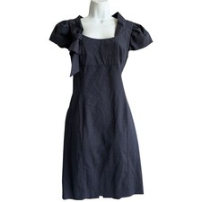 RED Valentino Sheath Dress Women’s M Black Bow Puff Cap Sleeve Pin Check Office