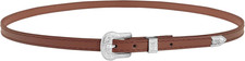 RainFlowwer Leather Cowboy Hat Bands for Men One Size, Coffee Silver Buckle