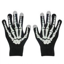 Halloween Party Skeleton Gloves Skull Fancy Costume Touchscreen Knit Golves U...
