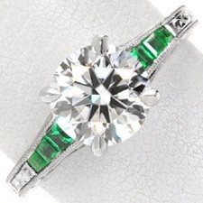 Art Deco Style Round Cut Lab Created Diamond Engagement Ring 14K White Gold FN