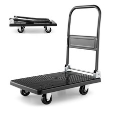 Folding Push Cart Dolly Platform Hand Truck w/360° Swivel Wheels 440LBS Capacity