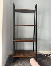 Industrial Dark Wood & Black Metal 4-Tier Freestanding Shelving Unit Bookcase