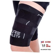 Thigh Compression Sleeve   Adjustable Straps Quad Wrap Support Medium 1 Black