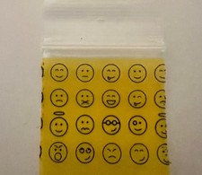 300 SMALL BAGGIES 1010 1' X 1' MINI RESEALABLE POLY DESIGNER BAGS EMOJI'S