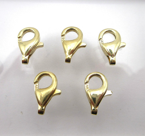 14K Solid Yellow Gold Set/Five Lobster Claw Clasps - 3.51 Grams