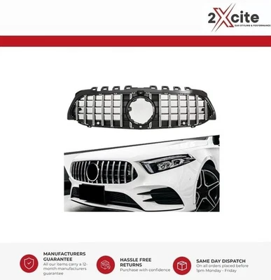 2XCITE Mercedes Benz A Class W177 2018-2022 Gloss Black & Chrome Panamericana GT Grill