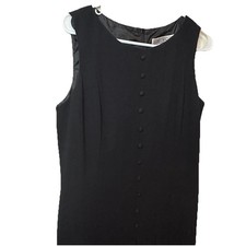 Jessica Howard Sleeveless Black Fit and Flare Dress Size 12P Buttons Pintuck