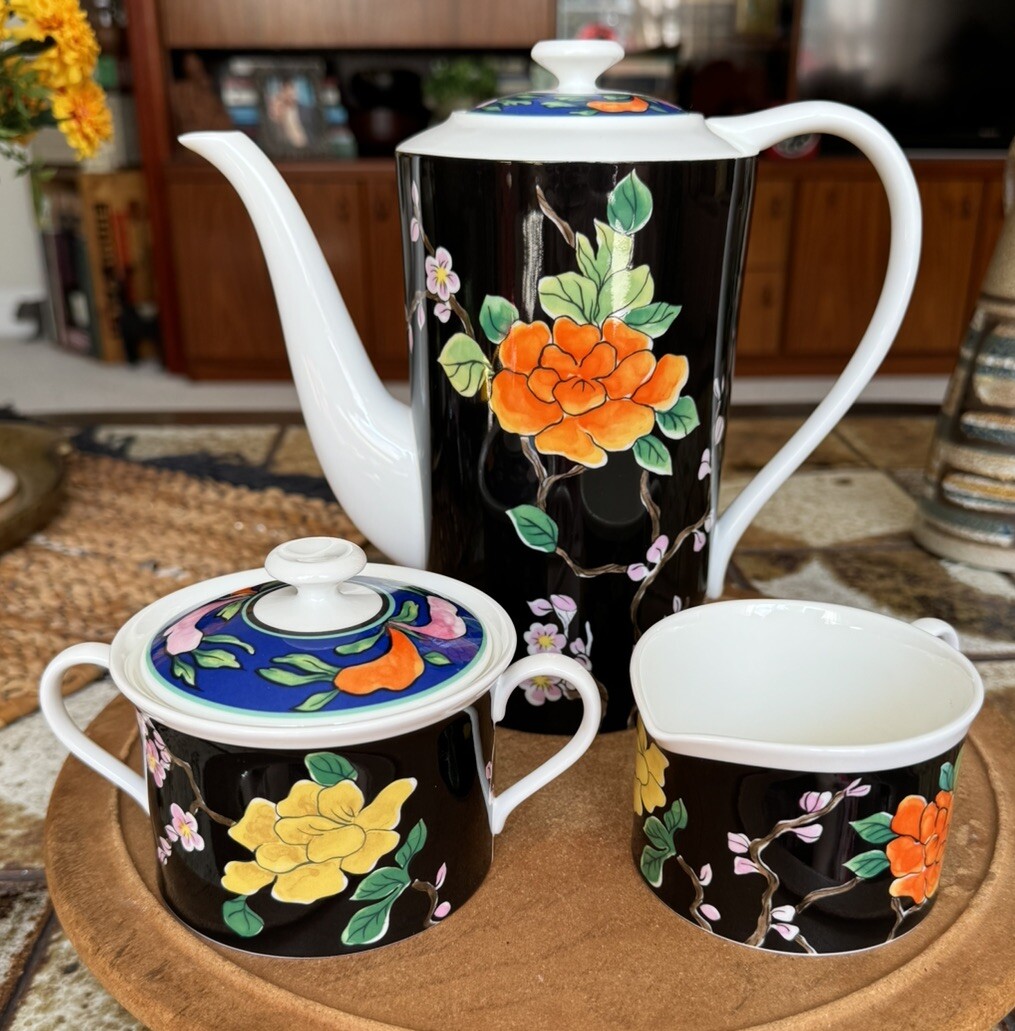 Cathy Hardwick For Mikasa IKEBANA Bone China 3 Piece Tea Set, Made