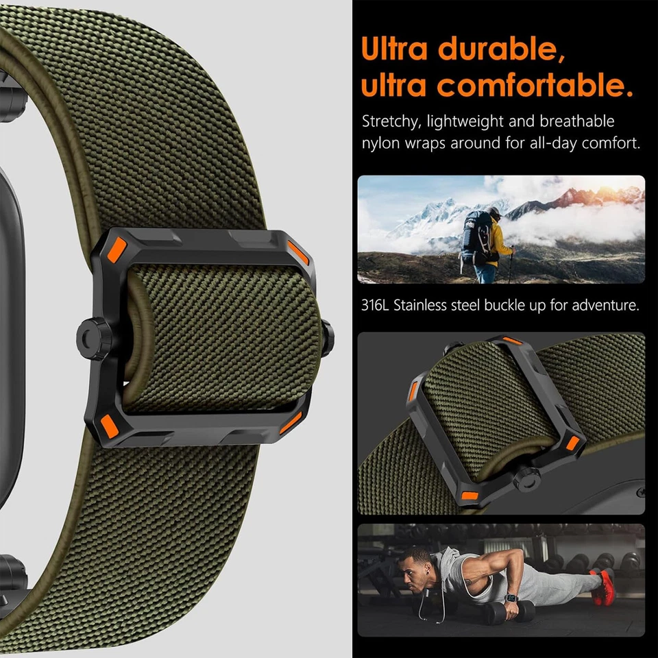 Nylon Woven Strap Metal Connector for Apple Watch 10/Ultra2/Ultra/9/8/7/6/5/4/3 - Image 4 of 4