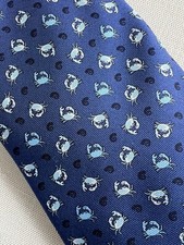 Brooks Brothers Country Club Men's Silk Necktie Blues with Crab Motif 59" USA