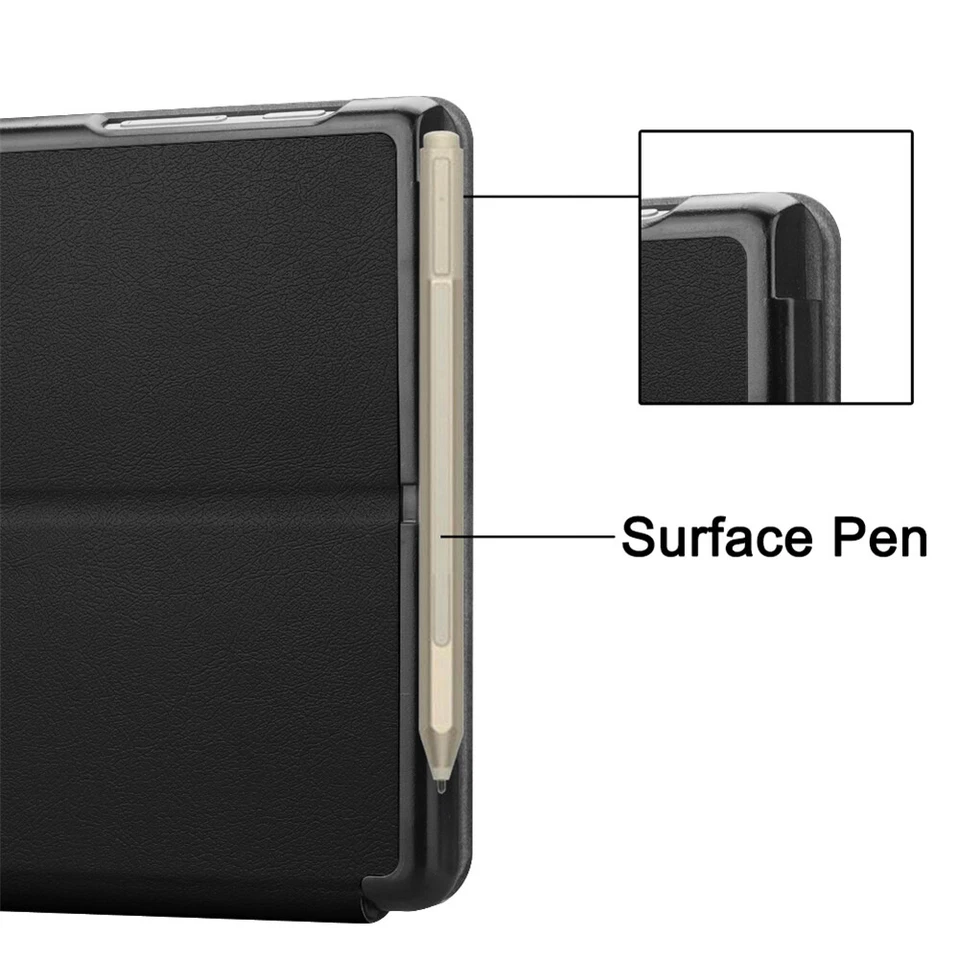 For Microsoft Surface Pro 4/5/6/7/8/9/10/X Go 2/3/4 Leather Folio Case Cover - Image 3 of 4