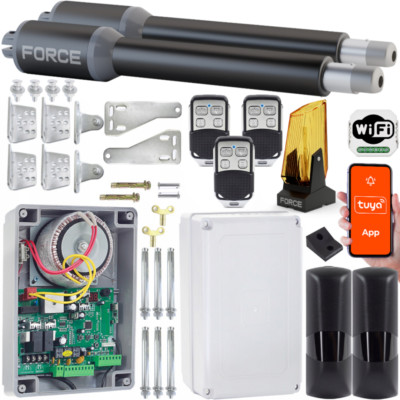 Set für Flügeltore FORCE SW200 2x2m 300kg WiFI TUYA, LED-Lampe, 3x Fernbedienung