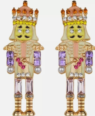 Kirks Folly Holiday Nutcracker Pierced Earrings Enamel Gold tone