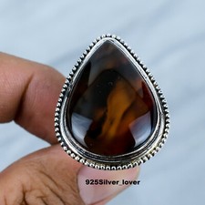 Banded Agate Gemstone 925 Sterling Silver Mother's Day Ring Jewelry MA-137