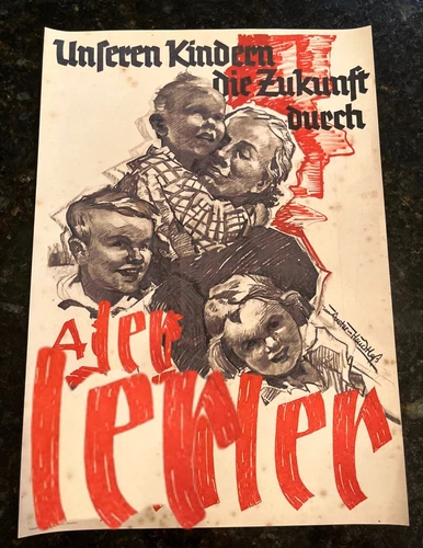 German Third Reich Wartime Military BDM Frauenwerk Poster WW2 WWII