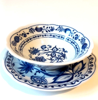 Kahla Zwiebelmuster 2 kleine Teller Porzellan blau weiß Dessertteller Set