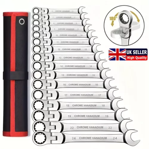 Ratchet Spanner Combination Flexible 180° 6-24mm Different Sizes Tool Wrench Set - Picture 2 of 13